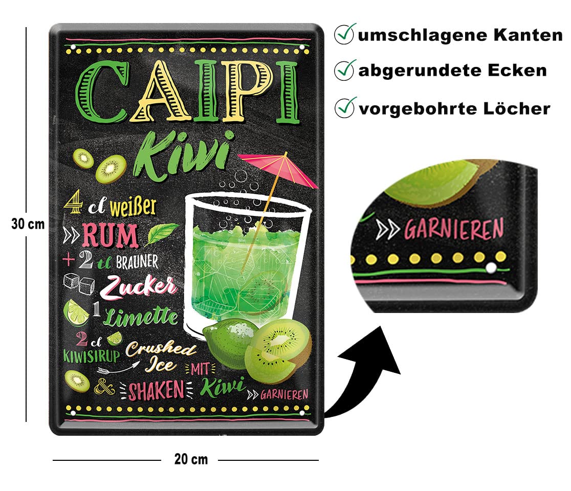 schilderkreis24 Plaque en tôle Recette de cocktail « Caipirinha schilderkreis24 Plaque en tôle Recette de cocktail « Caipirinha