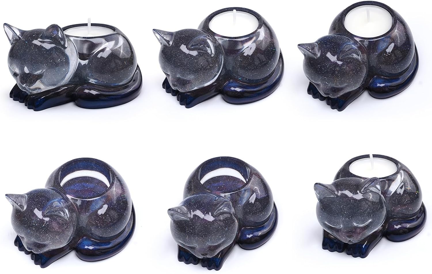 Wehous Cute Animal Tealight Holder Mold, 3D Cat Candle Holder Resin Concrete Silicone Molds, Unique Jewelry Trinket Container Storage Mold for Epoxy Resin Casting, DIY Art Craft Home Decor (Cat)