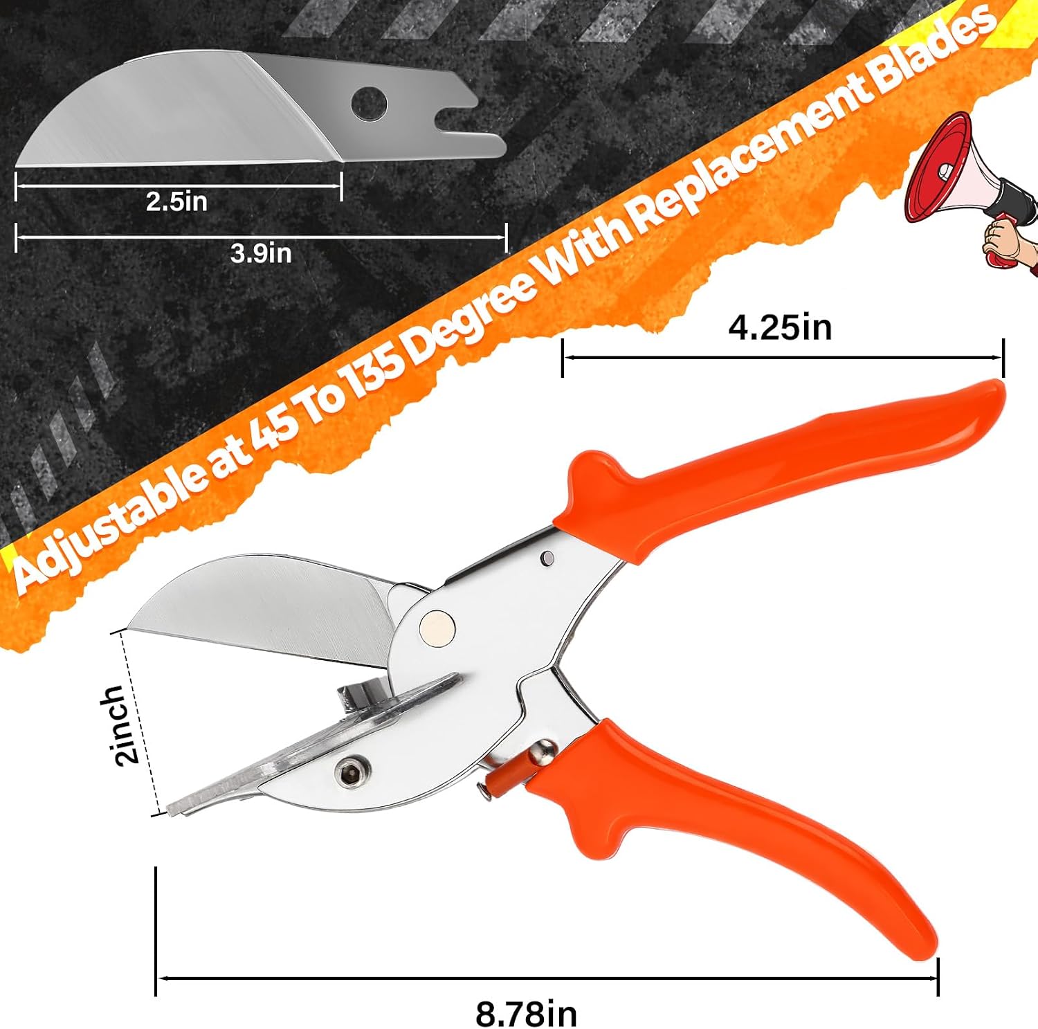 Lothee 3 Pcs Miter Shears for Angular Cutting of Moulding and Trim, Quarter Round Cutting Tool Adjustable at 45 to 135 Degree Multi Angle PVC Miter Shear for Cut Wood, Plastic, PVC