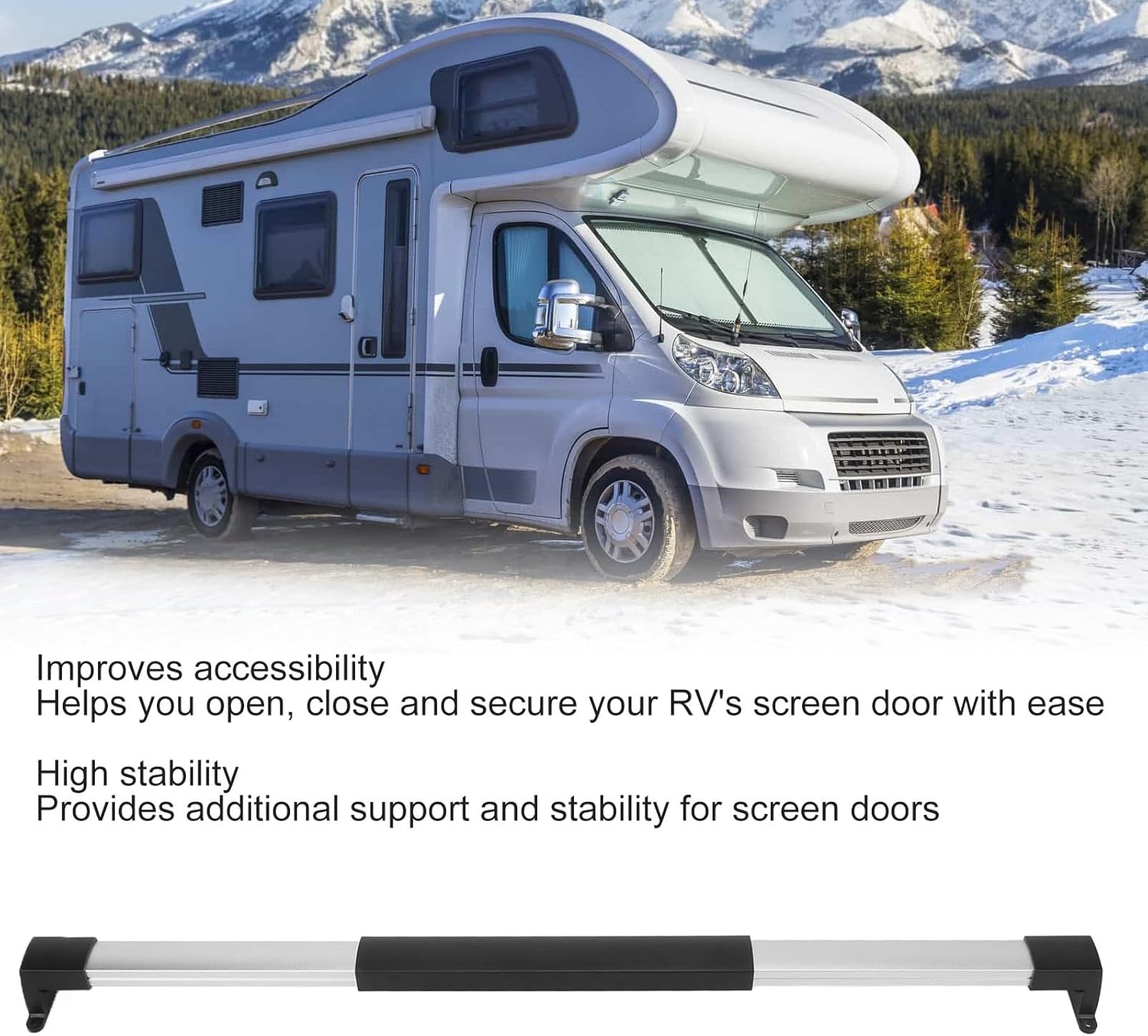 RV Screen Door Cross Bar, Adjustable 54cm to 72cm Door Handle Grab Bar, Door Handle Cross Bar for Travel Trailer, Motorhome, Truck Rv Camping