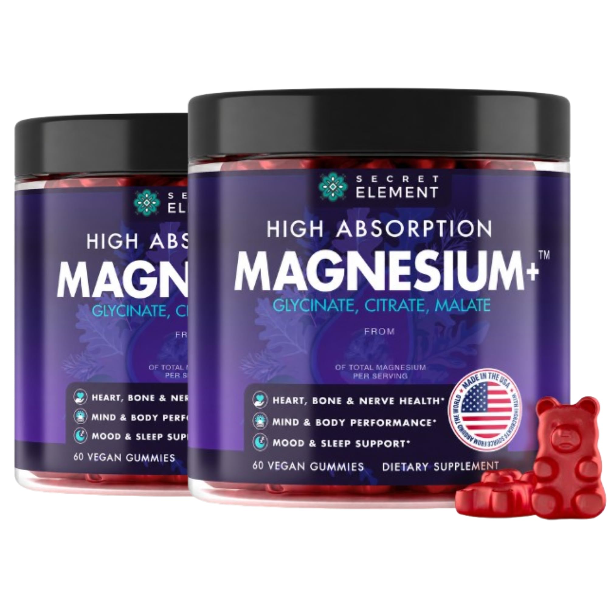Secret Element Magnesium Glycinate Gummies, Malate, Citrate, Cherry, 60 Ct — Amazon image 10