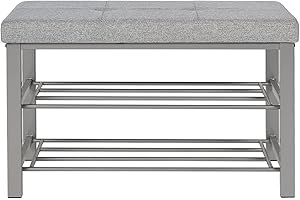 neatfreak Fabric Cushioned Bench for Shoes with 2 x Storage Racks