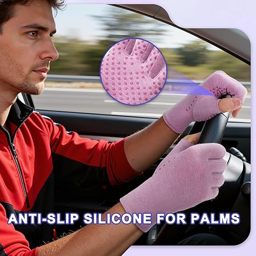 Miniatura 26 de DRNAIETY 2 pares de guantes de compresión para artritis de manos, dolor del túnel carpiano, artritis reumatoide, RSI, sin dedos, antideslizantes