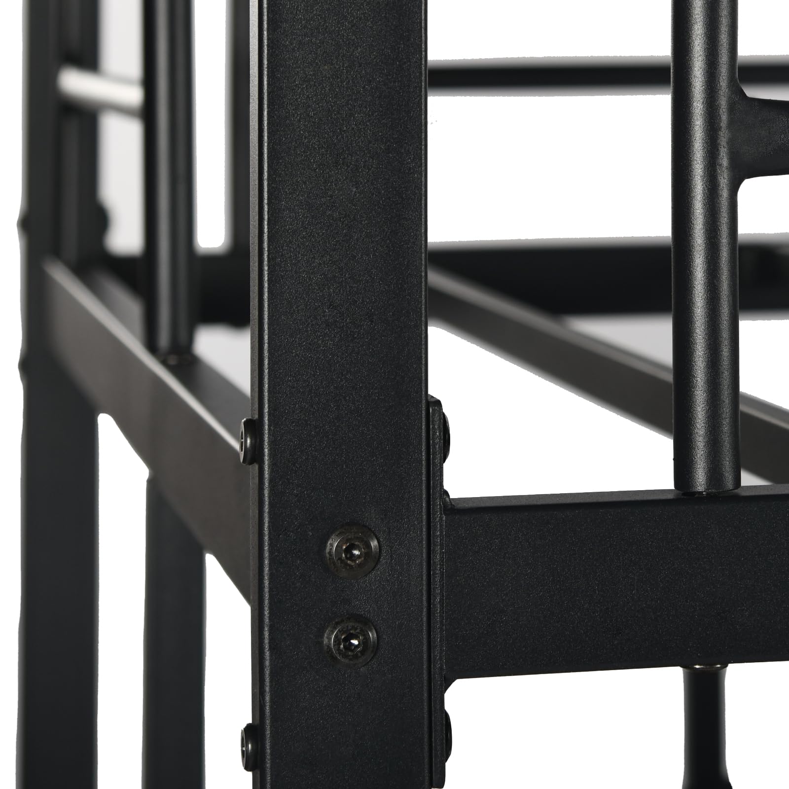 DORAFAIR Cama Mezzanine 90x200 cm de Metal con Escritorio, 3 Estantes y 2 Escaleras, Cama Mezzanine para Niños y Adultos con Láminas de Metal y Barandilla, Estilo Industrial, Negro