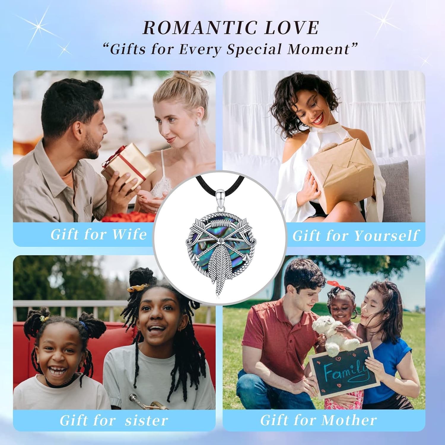 Native American Jewelry 925 Sterling Silver Feather Pendant Bow Arrow Necklace Abalone Shell Necklace Indigenous Jewelry Indian Gifts for Women Men Birthday - Image 7