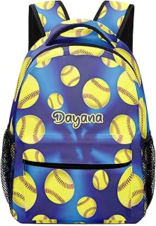 XOZOTY Ball Softball Baseball Tie Dyed Blue Personalized Name Unisex Backpack for Kids Children Boys Girls Daily Bag