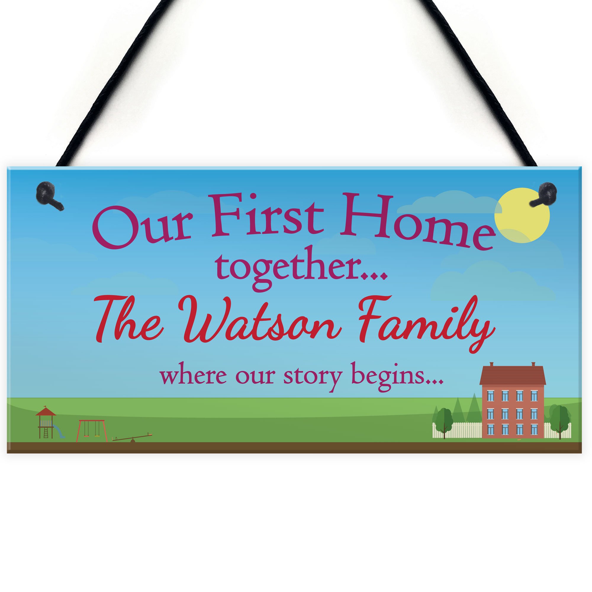 Red Ocean Personalised Our First Home Family House Warming Hanging Plaque Couple Gift Sign