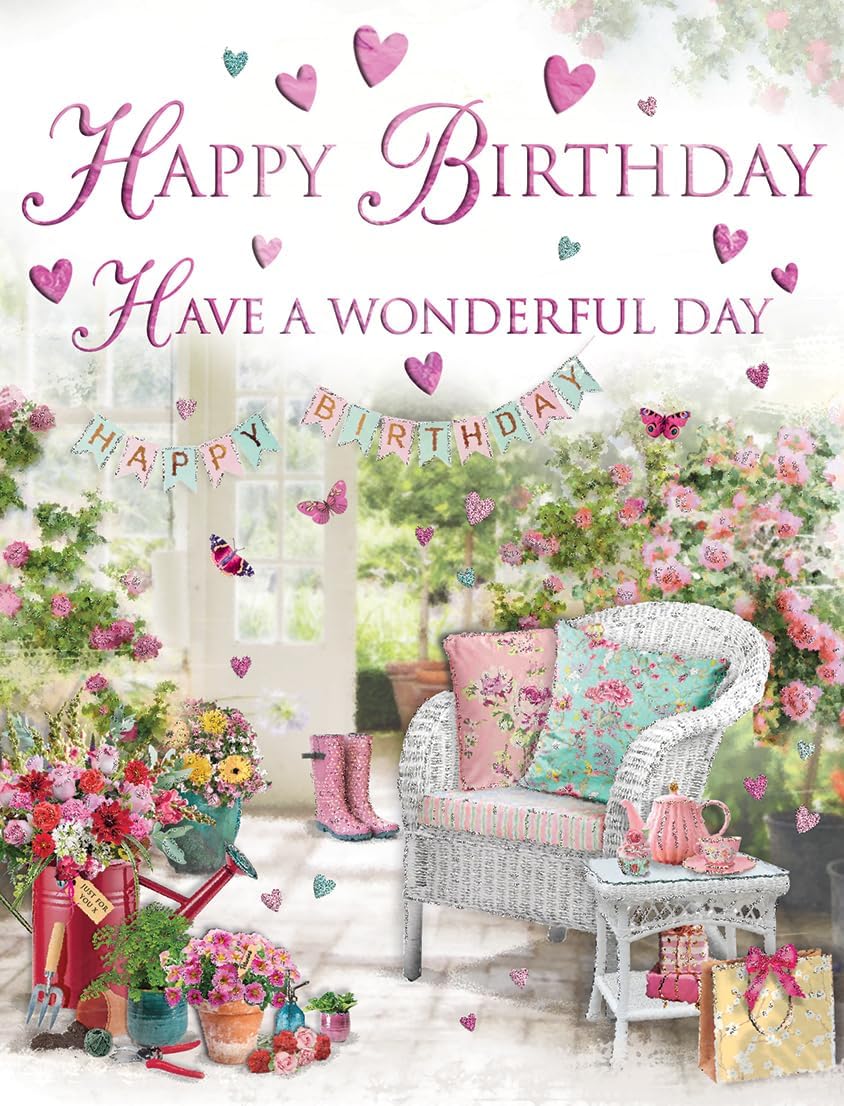 Regal Publishing Birthday Card, Happy Birthday Have a Wonderful Day for Her - 8 x 6 inches