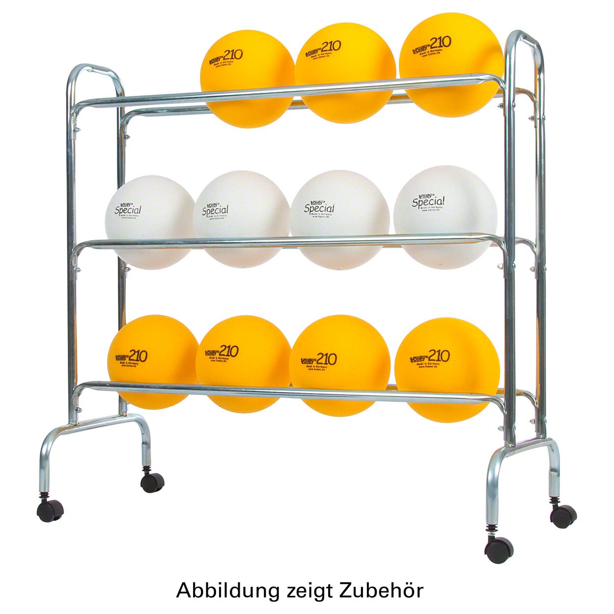 Ballregal für bis zu 12 Bälle, Ballwagen für Sporthallen Vielzweckwagen, fahrbar
