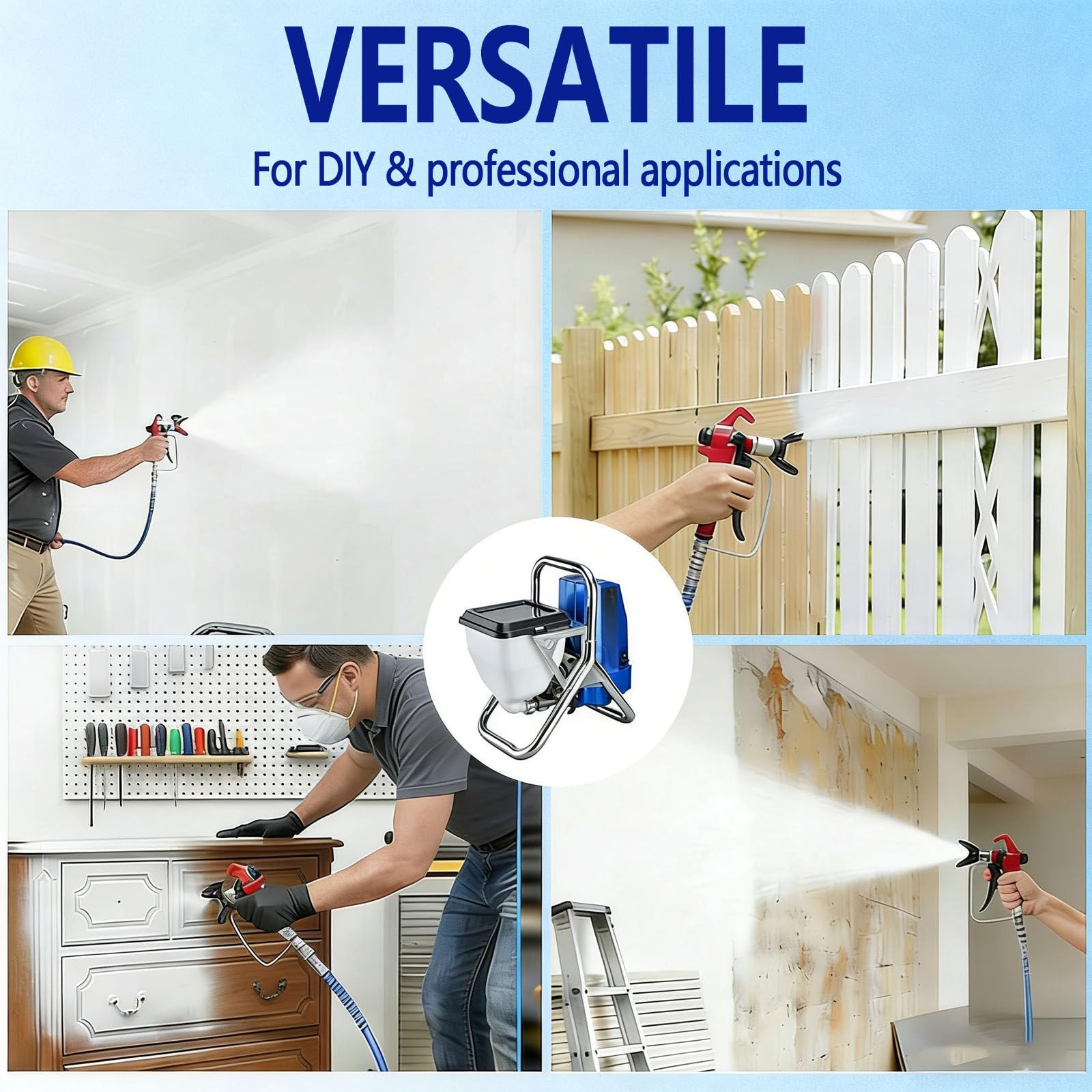 Airless - Pulverizador de Pintura, 1800W con Embudo de 6.5L, para el Propietario pintando fachadas y Exteriores de su casa