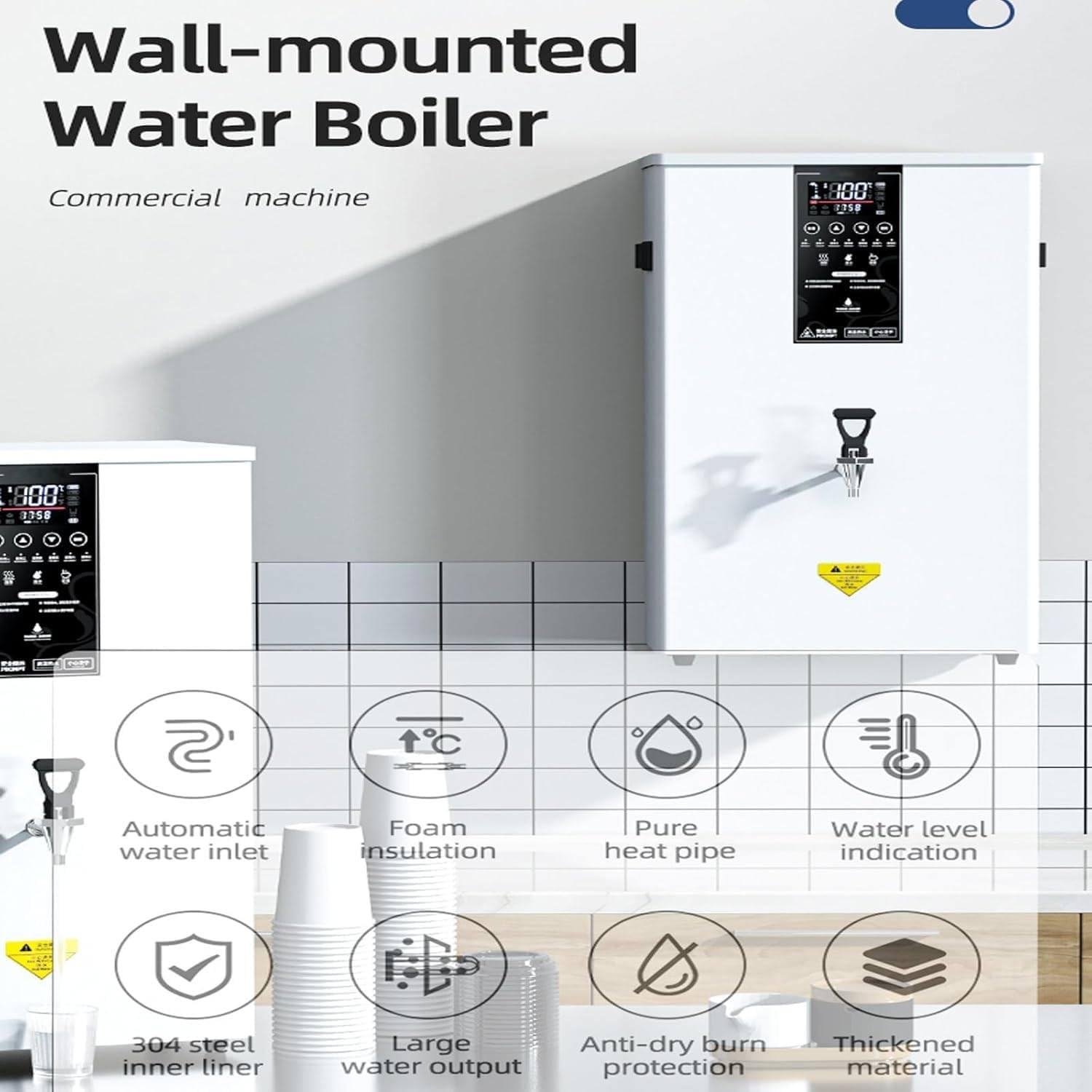 Electric Hot Water Dispenser, Instant Boiling Water Machine, Wall-Mounted Tea Coffee Kettle for Home and Office