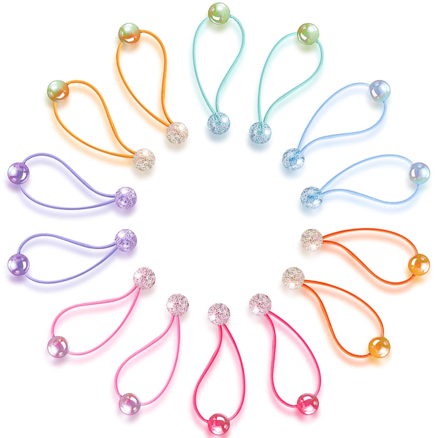 Colorful Double Balls Hair Tie - Elastic Ponytail Holders