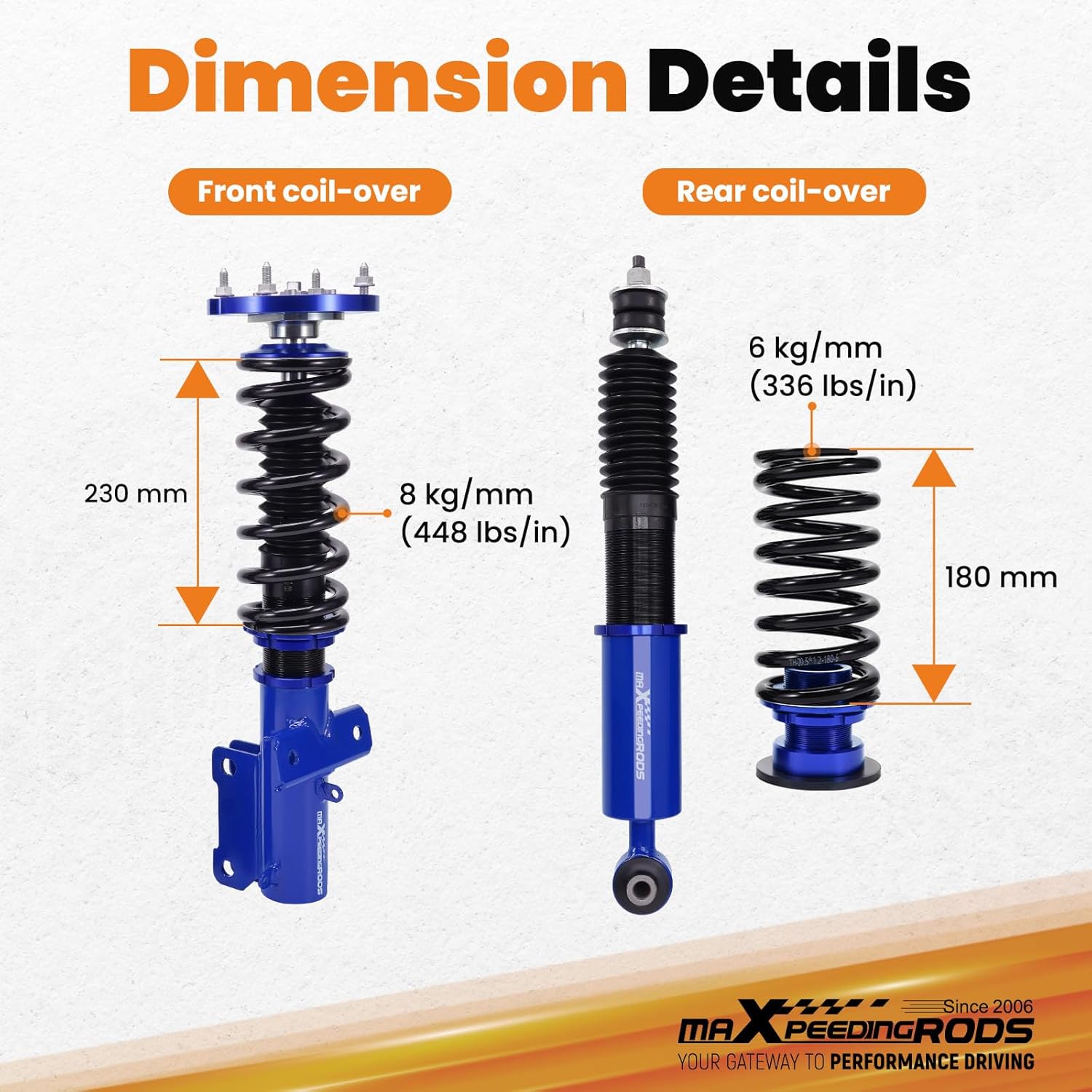 maXpeedingrods Coilovers for Ford Mustang S-197 2005-2014, Height Adjustable Coilovers Suspension Kit, Preset Damping Lowering Kit Blue