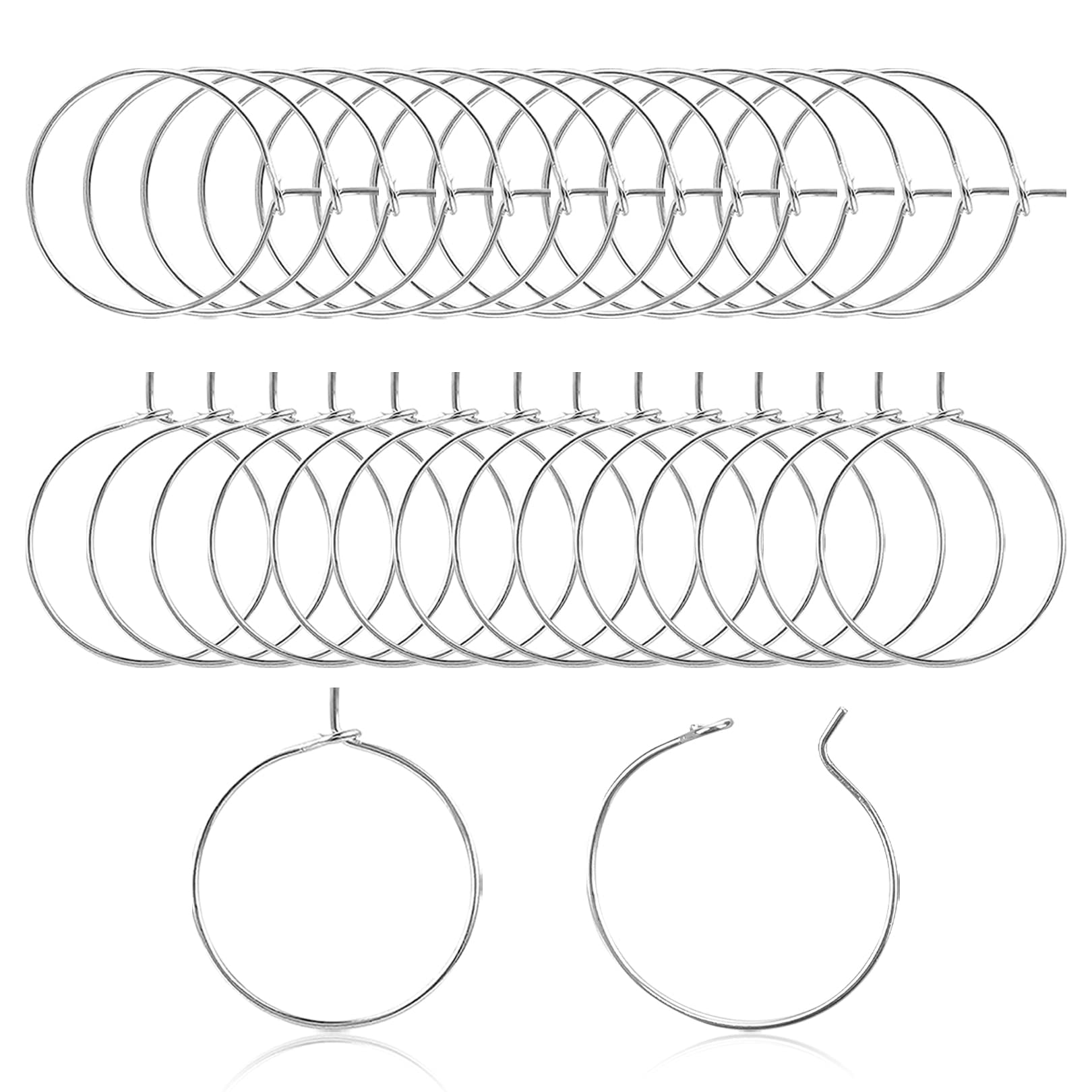 40pcs Earring Hoops for Jewellery Making,20mm Ear Wine Glass Hypoallergenic Stainless Steel Hoop Earring Pin DIY Earring Wires,Beading Hoops Earring for DIY Jewellery Earring Craft Making Supplies