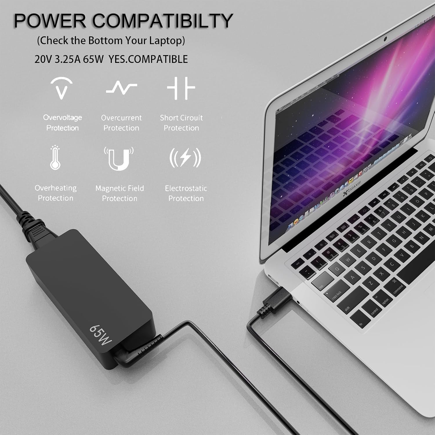65W USB C Laptop Charger Compatible with LG Gram 14 15 16 17 Series 14Z90Q 14Z90R 14Z90P 15Z90Q 15Z90S 15Z90R 15U50T 16Z90Q 16T90P 16T90Q 16Z90TS 16Z90TR 17Z90P 17Z90Q 17Z90R 17Z90S 17Z90TL