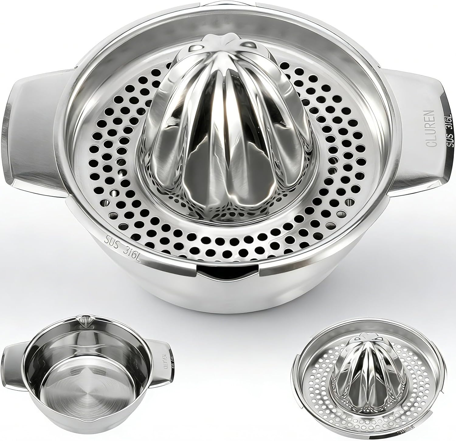 Premium 316L Stainless Steel Lemon Squeezer & Manual Juicer - Heavy Duty Hand Press for Orange, Citrus, Lime | Dishwasher Safe & Anti-Corrosion
