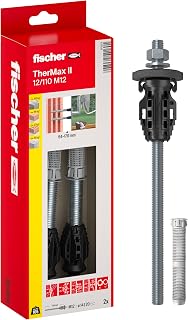 fischer Abstandsmontagesystem TherMax II 12/110 M12 für WDVS, zur Befestigung hoher Lasten in Wärmedämmverbundsystemen, schlagregendicht, mit Anti-Kälte-Konus, 2 Stück