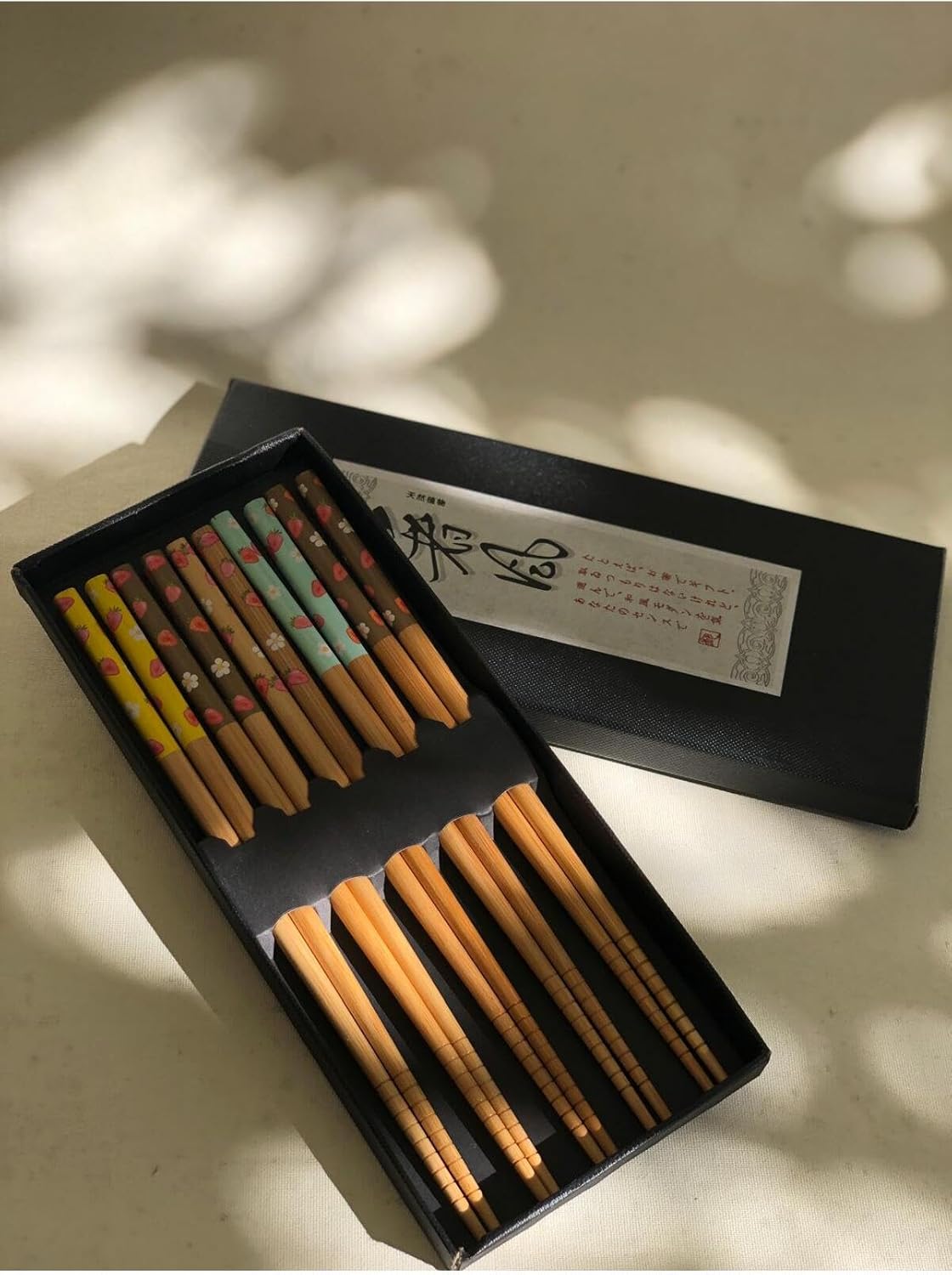 Chopsticks Japanese Bamboo Strawberry Design Yellow 1 Pair Wood Utensils for Sushi Noodles Rice Asian Cuisine - Yellow