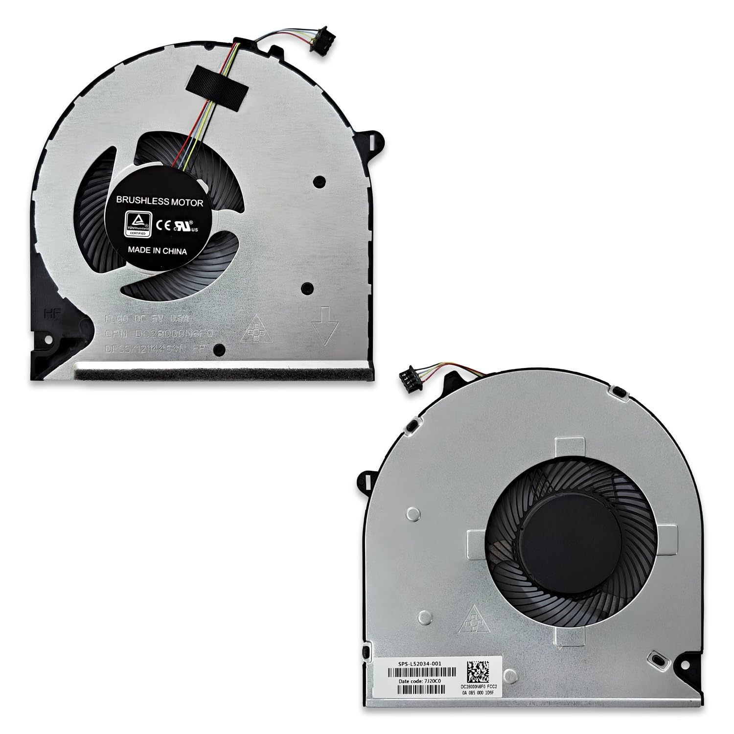 New Net - Ventola CPU Fan compatibile con HP 15-dw, 15-gw, 15s-dr, 15s-du, 15s-dy, 15s-gr, 15s-gu, 15t-dw, 15z-gw, 250 G8, 250 G9, 250R G9, 255 G8, 255 G9, 256 G8 [4 pin - diametro 55 mm]