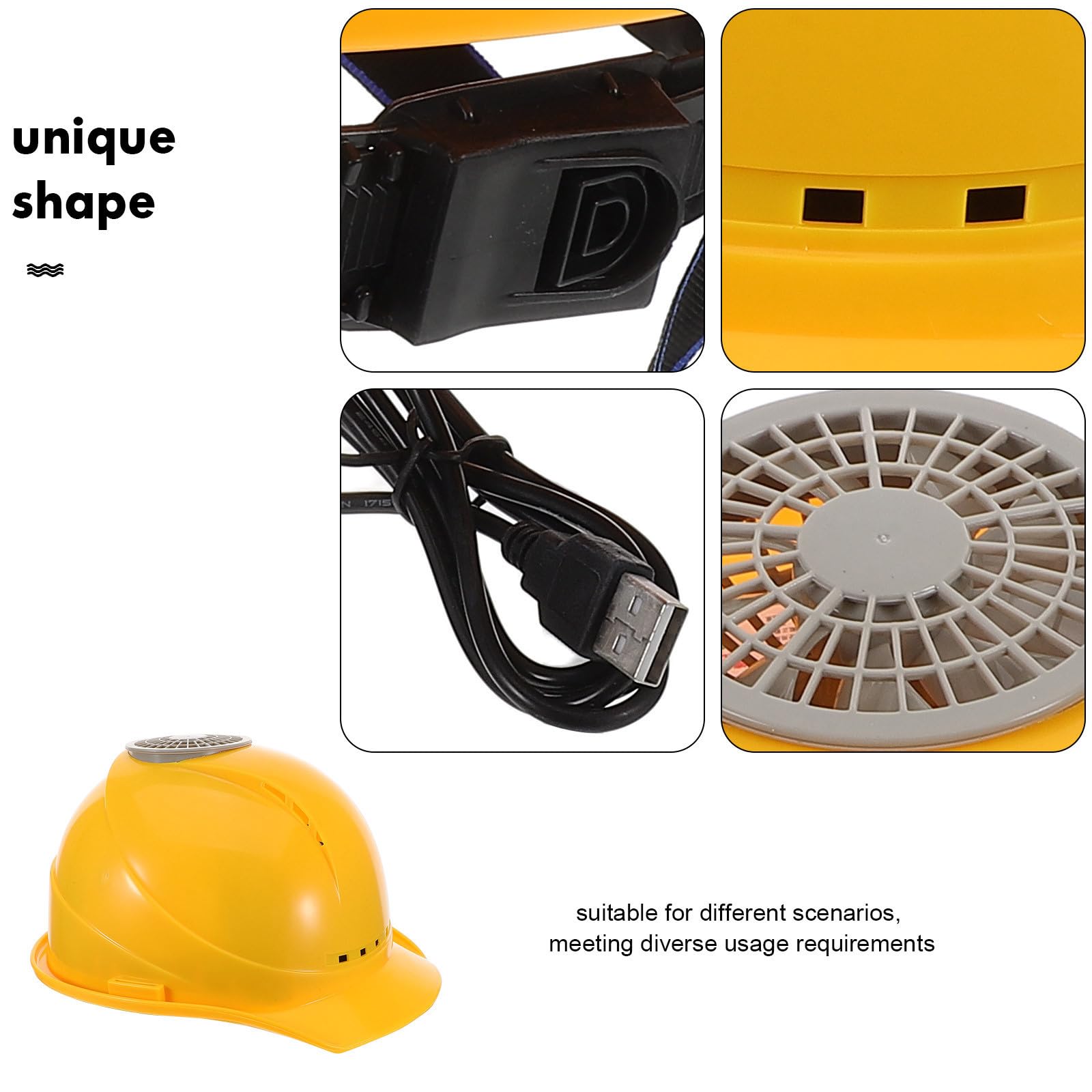 Casco de Construcción Amarillo Ventilador USB Decoracion Verano