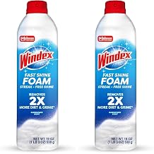 Windex Fast Shine Foam Glass Cleaner, No-Drip Windows, Doors, Mirrors & Countertops Aerosol Cleaning Spray, Streak-Free Shine, Removes Fingerprints, Dust, Dirt, Grime & More 19 oz Pack of 2