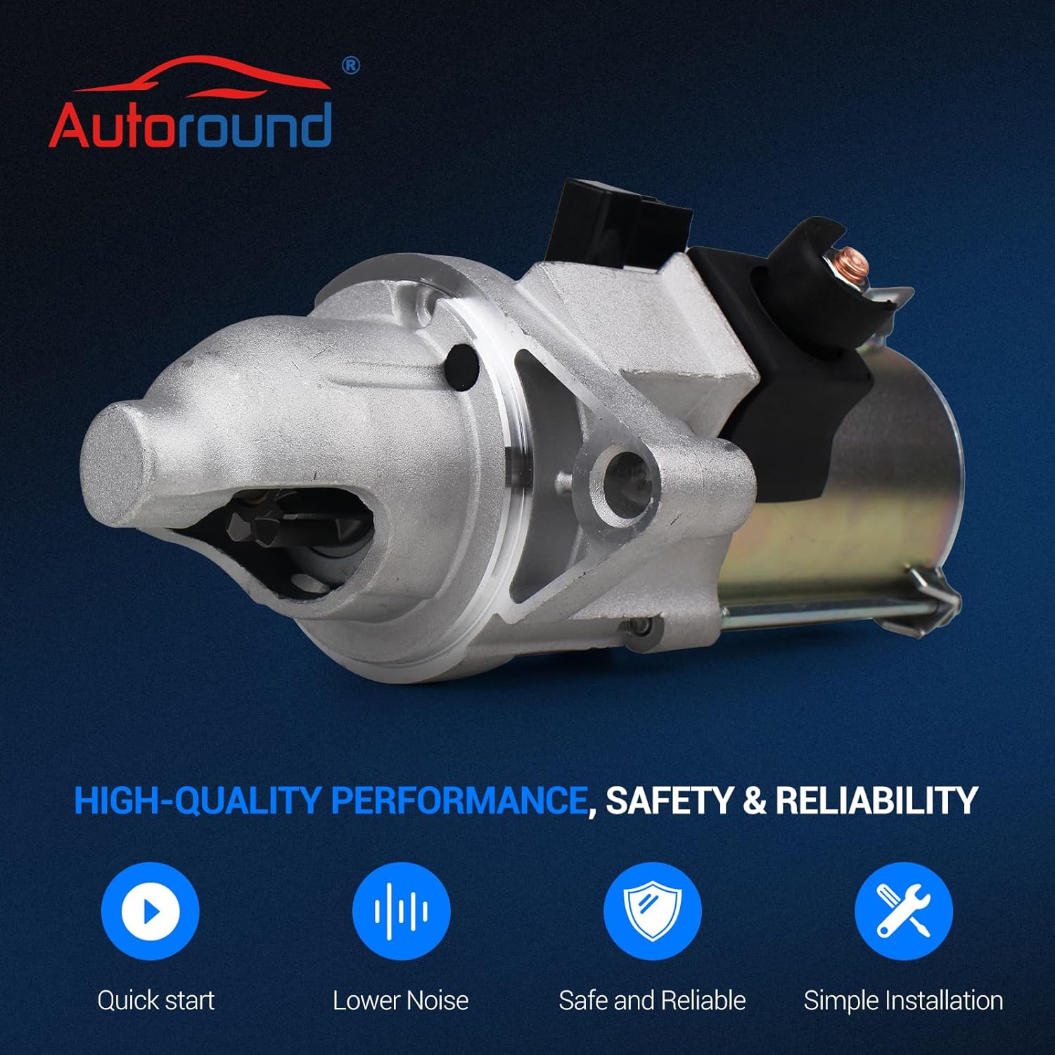 Autoround 17870 Professional New Starter Compatible with Honda Accord 2003-2005/ Element 03-06, Acura TSX 04-05, 2.4L L4 Engine, OE Replacement # 31200-RAA-A51 31200-RAA-A52