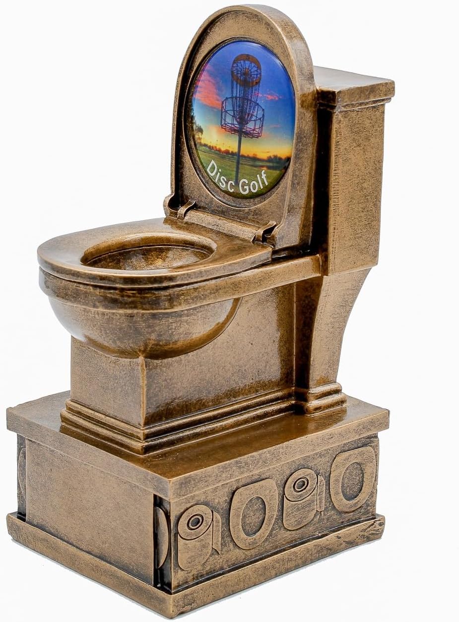 Action Pedestal Gold Toilet Bowl Trophy - Custom Engraved Last Place Award with Optional Lid Inserts - Customize Now (7 Inch)