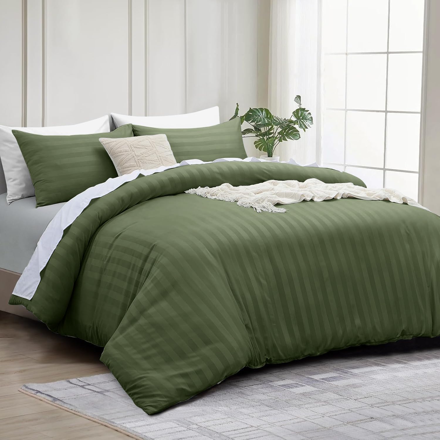 Parure de lit double réversible en microfibre douce et satin