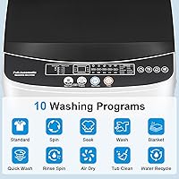 Vista 3 de Lavadora portátil de 2.0 pies cúbicos, lavadora eléctrica completamente automática con 10 programas, combo compacto de lavado y centrifugado de ropa