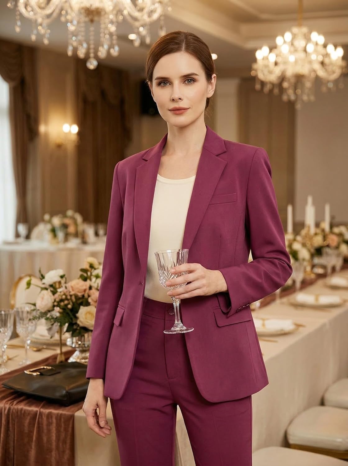 Women's Suits for Work Professional, Dressy Pant Suits for Women 2 Piece Outfits, Business Suit Set for Work