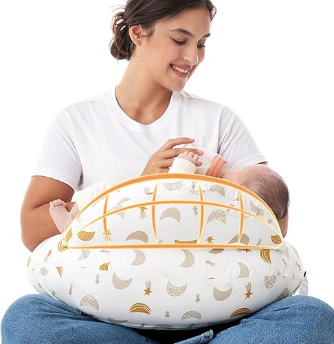 Miniatura 13 de Momcozy - Almohada de lactancia original con valla de seguridad innovadora, más ancha para mayor soporte a mamá y bebé, facilita la lactancia manos