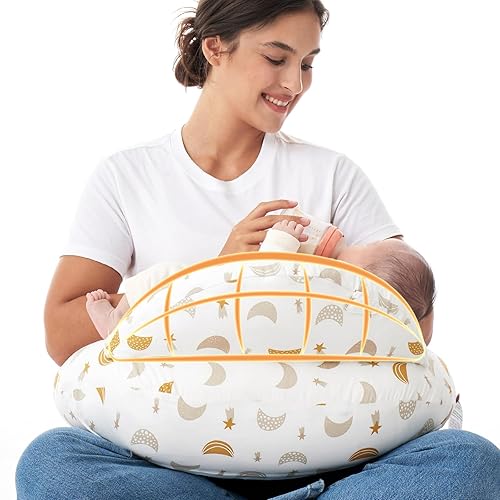 Vista 45 de Momcozy - Almohada de lactancia con barrera de seguridad pionera: más ancha para mayor apoyo a mamá y bebé, facilita la lactancia. manos libres, se