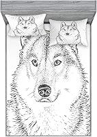 Vista 140 de Ambesonne Island Map - Juego de sábanas bajeras y fundas de almohada, mapa del tesoro súper detallado, diseño de piratas rústicos grungy, tema