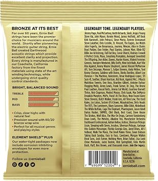 Ernie Ball Earthwood Light 80/20 Bronze Acoustic Guitar Strings, 11-52 Gauge (P02004)