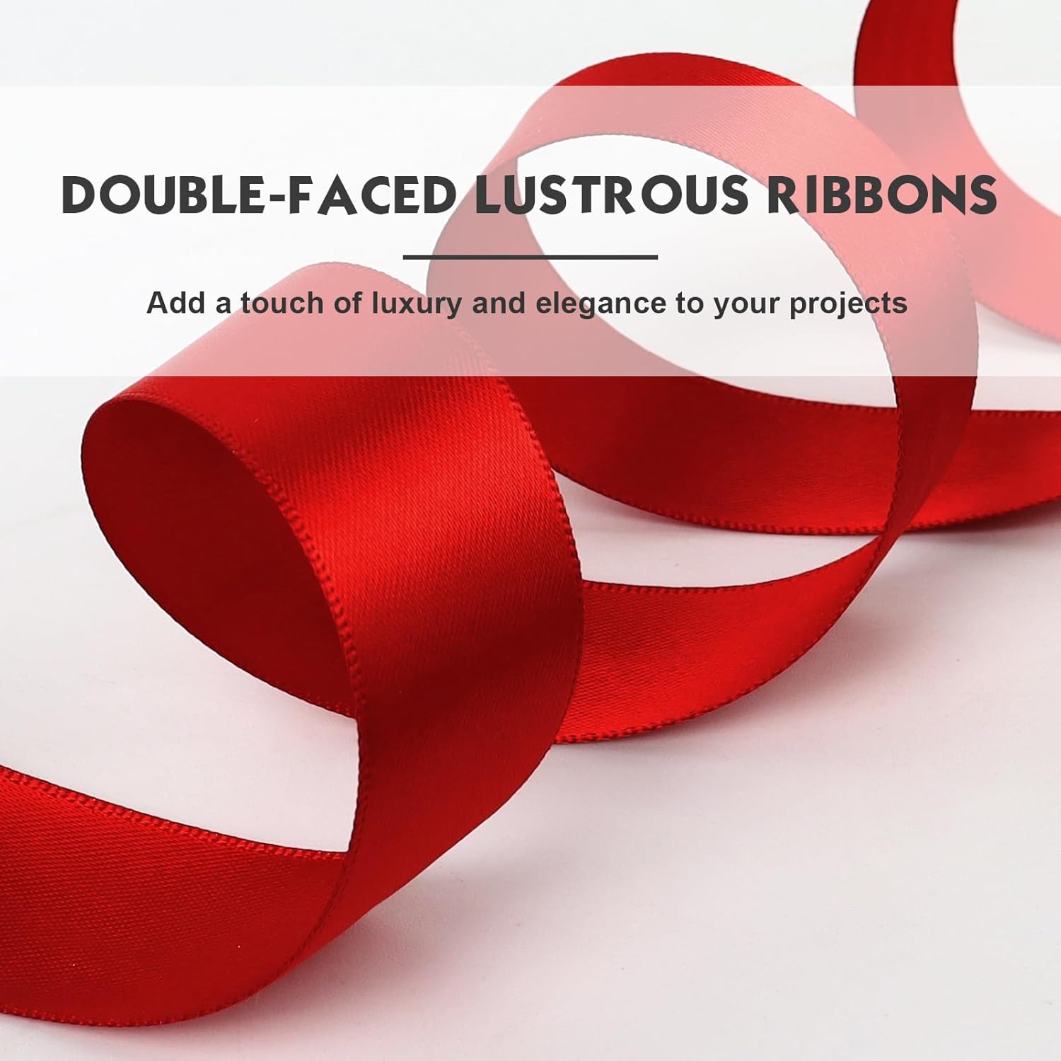 Red Ribbon 1 Inch, Double Faced Satin Valentine Ribbon for Gift Wrapping 25 Yards, Flower Bouquet DIY Hair Bows Eternal Flowers, Valentines Day Wedding Birthday Party New Year Decorations - Image 5