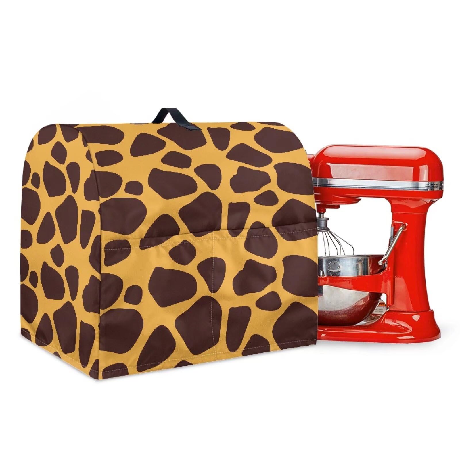 Talayituse Brown Giraffe Print Mixer Covers Kitchen Stand Mixer Cover with Handle, Lightweight Kitchen Appliance Dust Cover Protection Washable Dustproof Cover for 6-8 Quart Mixer Cover, Large