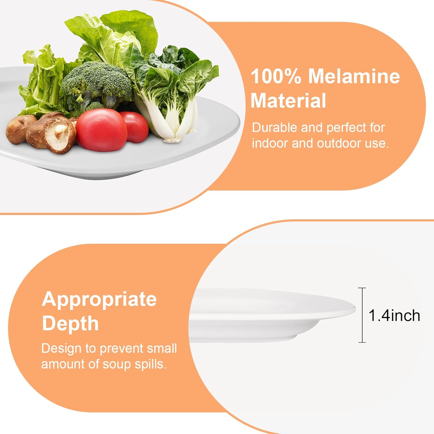 2 Pack Extra Large 17.5 Inch White Serving Trays – Reusable Melamine Platters for Parties, Snacks & Cookies, Durable Food Serving Dishes for Entertaining, Pantry & Kitchen Use White - Image 4