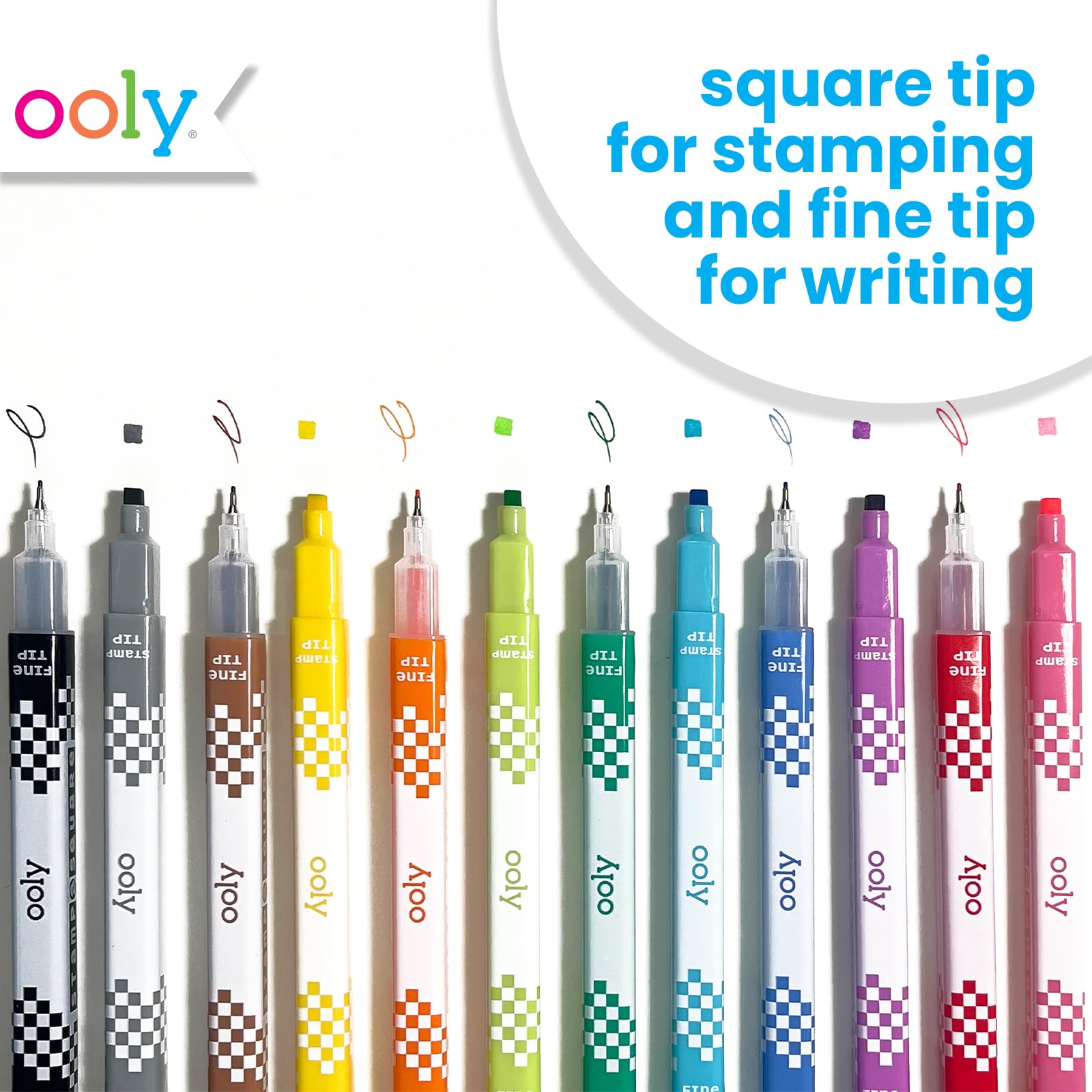 Ooly 18 Double-Sided Stamping Markers- Brush Tip Plus Stamp