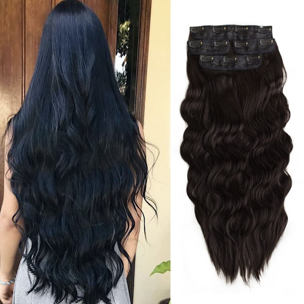 Amazon.com : Long Straight Clip in Hair Extension Hairpiece  display picture 2