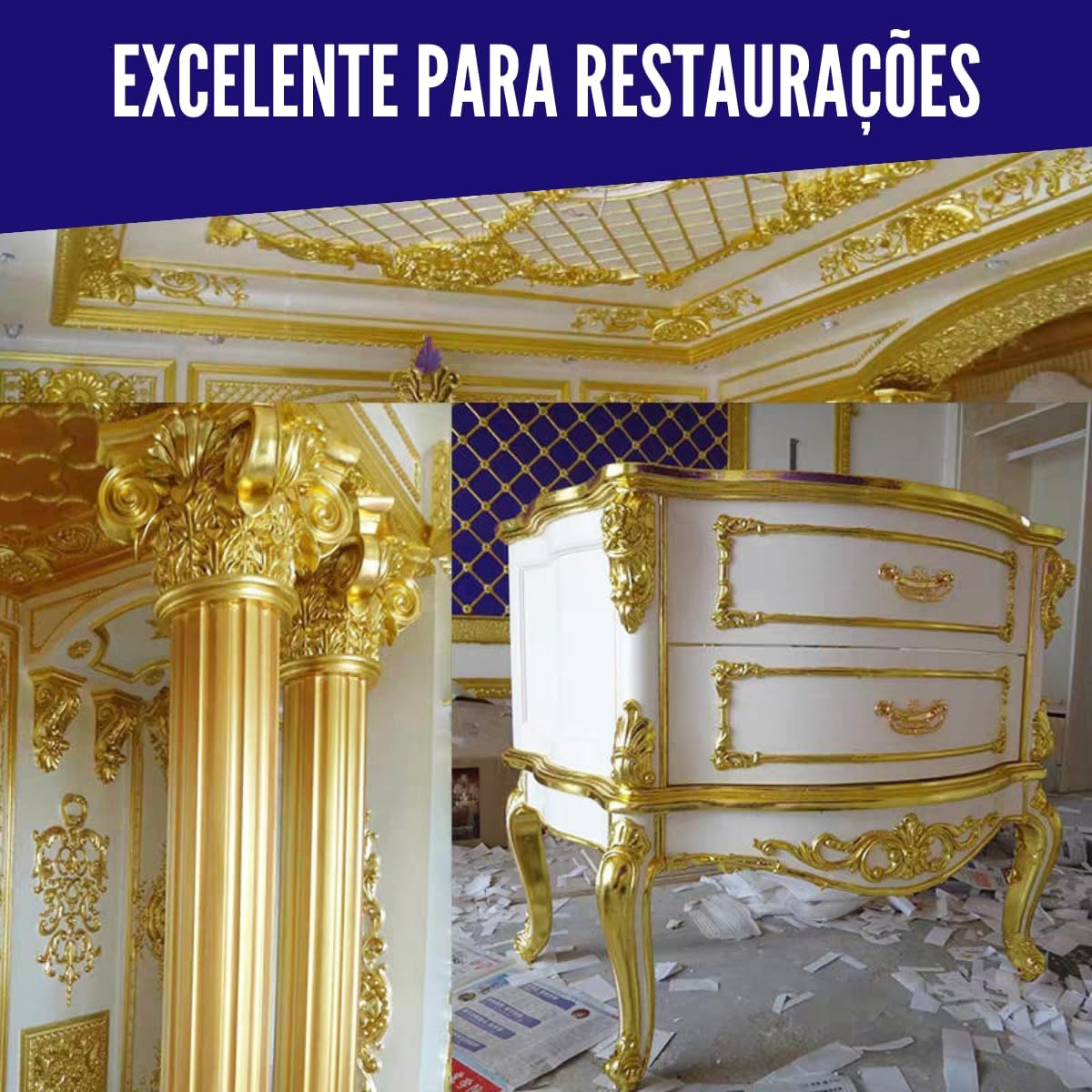 100 Folhas De Ouro Para Restauração Douramento Artesanato (Dourado)