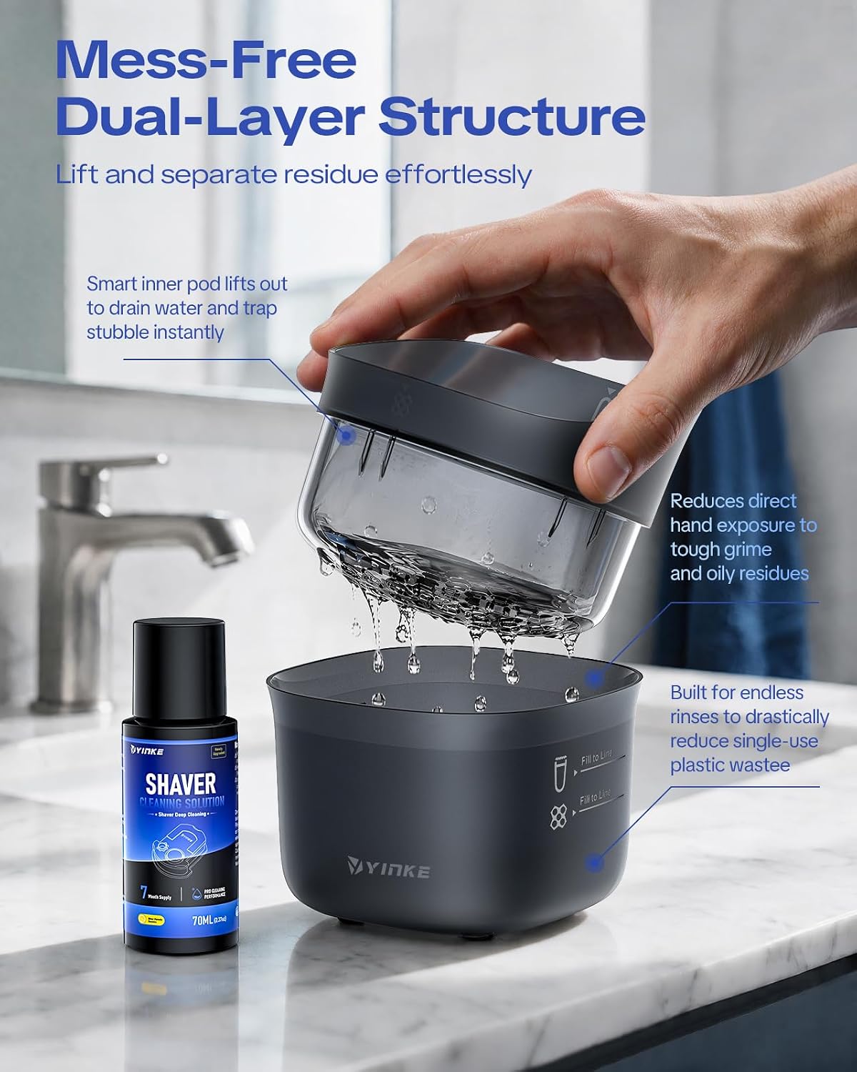 Reusable Shaver Cleaning Pod Set, 2 x 70ml Cleaning Solution