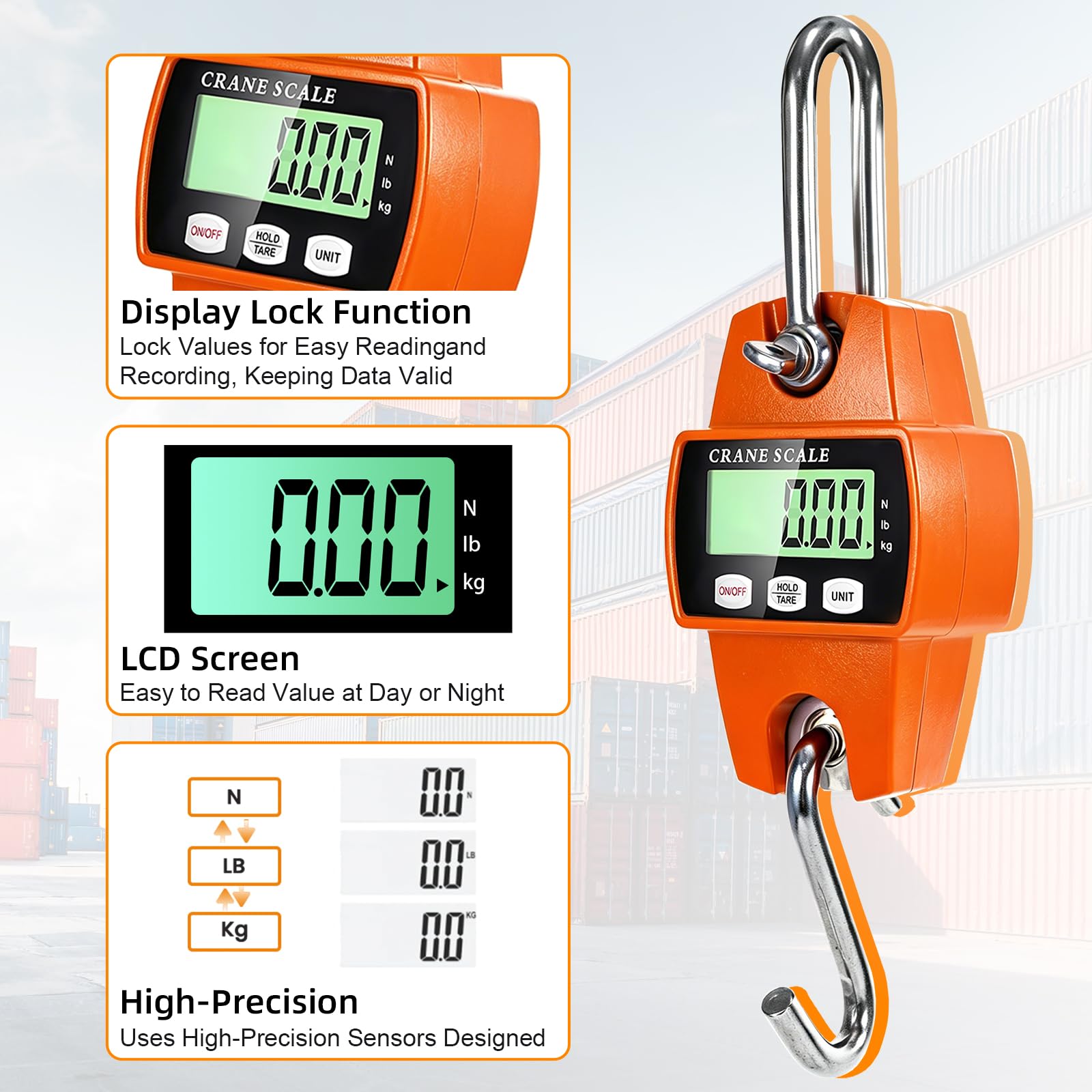 Digital Crane Scale - 1100lb/500kg Handheld -3