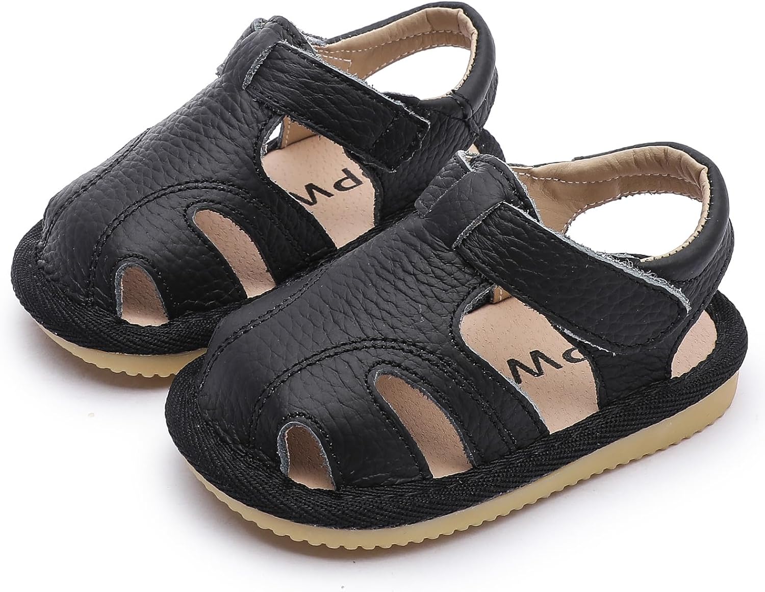 DADAWEN Boys Girls Leather Closed-Toe Athletic Sandals Baby Toddler Summer Breathable Lightweight Soft Sole Outdoor Sandals Walking Shoes