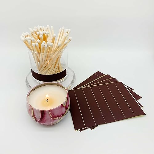 Miniatura 9 de Match Striker - Adhesivo decorativo negro con adhesivo previo, 28 piezas, corte rectangular para fósforos de seguridad en tarro de campana