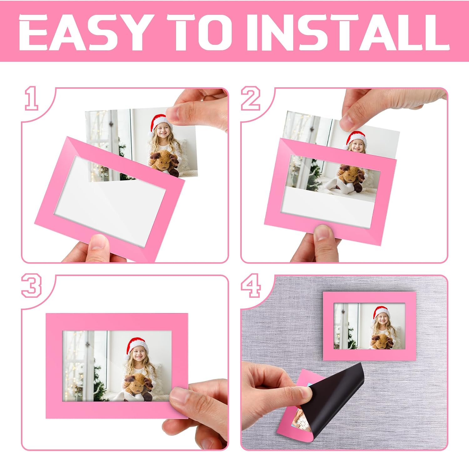 Soaoo 60 Pcs Magnetic Picture Frames Wallet Size 2.5 x 3.5 Inches Reusable Magnetic Photo Sleeves Picture Frame Holder for Home Cabinet Office Graduation Xmas Anniversary (Multicolored)