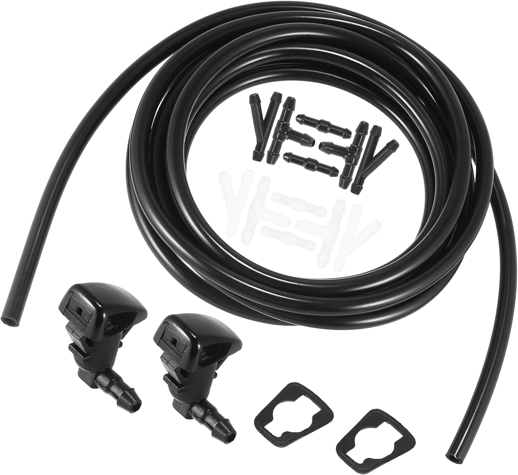 Front Windshield Washer Hose Kit Fit for Cadillac CTS with 3 Meter Washer Fluid Hose 12 Pcs Hose Connectors - Pack of 15 Black Benefit
