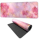 Elegant Pink Rose and Gold Marble Mouse Pad – 31.5' x 11.8' Extended Desk Mat with Abstract Floral Design – Luxurious Non-Slip Surface for Office & Home Decor 08 31.5' x 11.8'