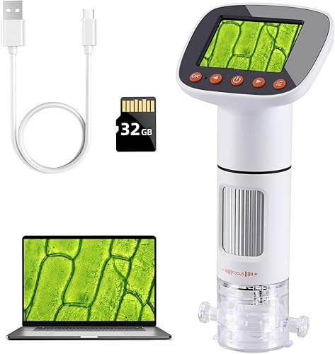 Miniatura 9 de Koolertron Microscopio digital de mano de 2 pulgadas con pantalla LCD, microscopio de bolsillo con tarjeta 32G para niños y adultos, 50x-1000x Zoom