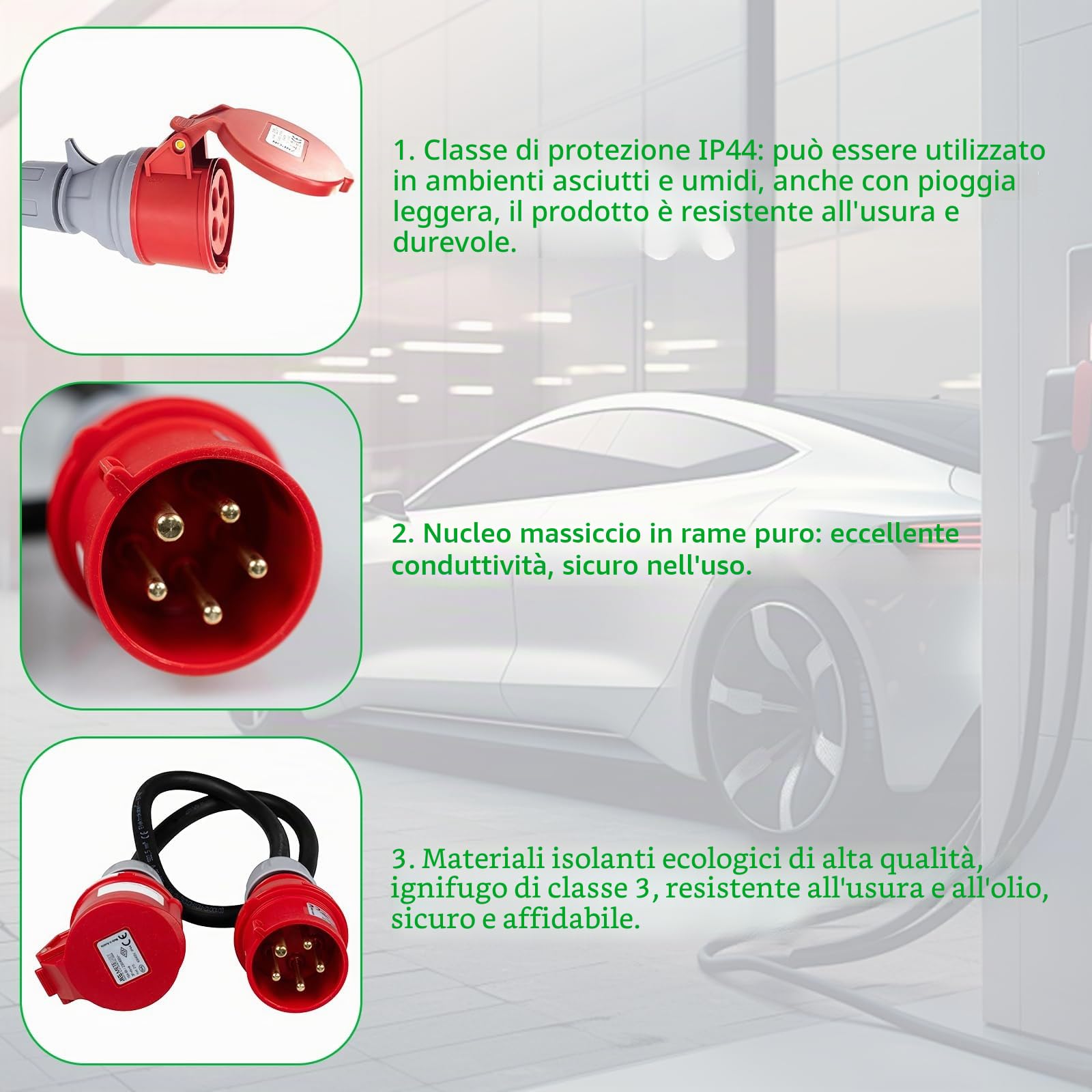 Adattatore Da 32 A a 16 A, Da 16 A a Spina 32 A, Cavo di Prolunga Da 1,5 M, Cavo di Prolunga a 5 Poli, Per Industria, Esterno