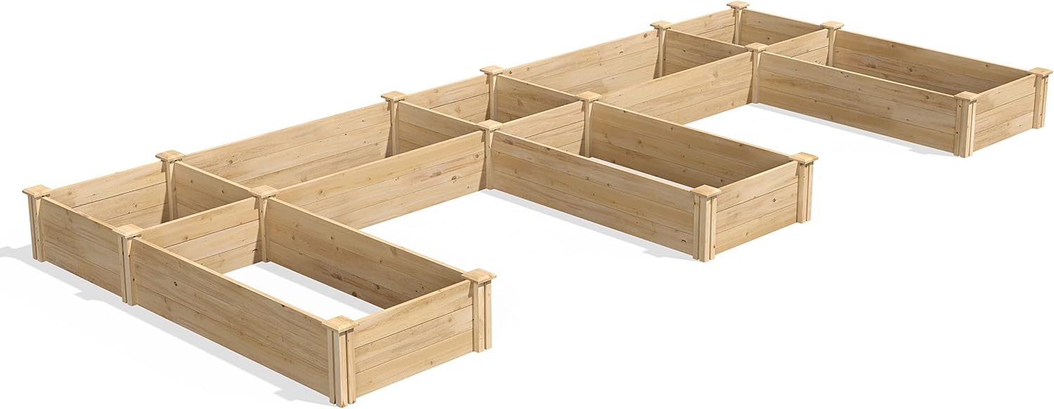 Greenes Fence Premium Cedar Raised Garden Bed, 6' x 14' x 10.5" (3/4" Thick) E-Shaped Bed - Made in USA with North American Cedar